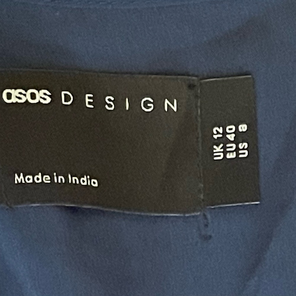 Floral Embroidered Navy Dress. Perfect for Wedding Guest. Sheer midriff. - Picture 4 of 7